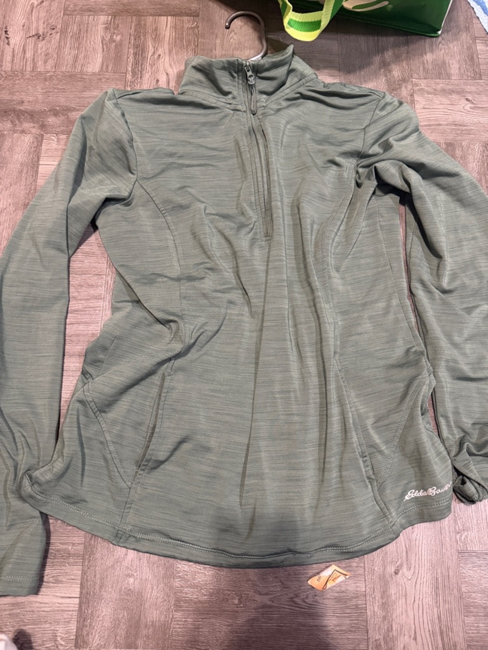 Eddie Bauer Moss Green Half-Zip Performance Pullover